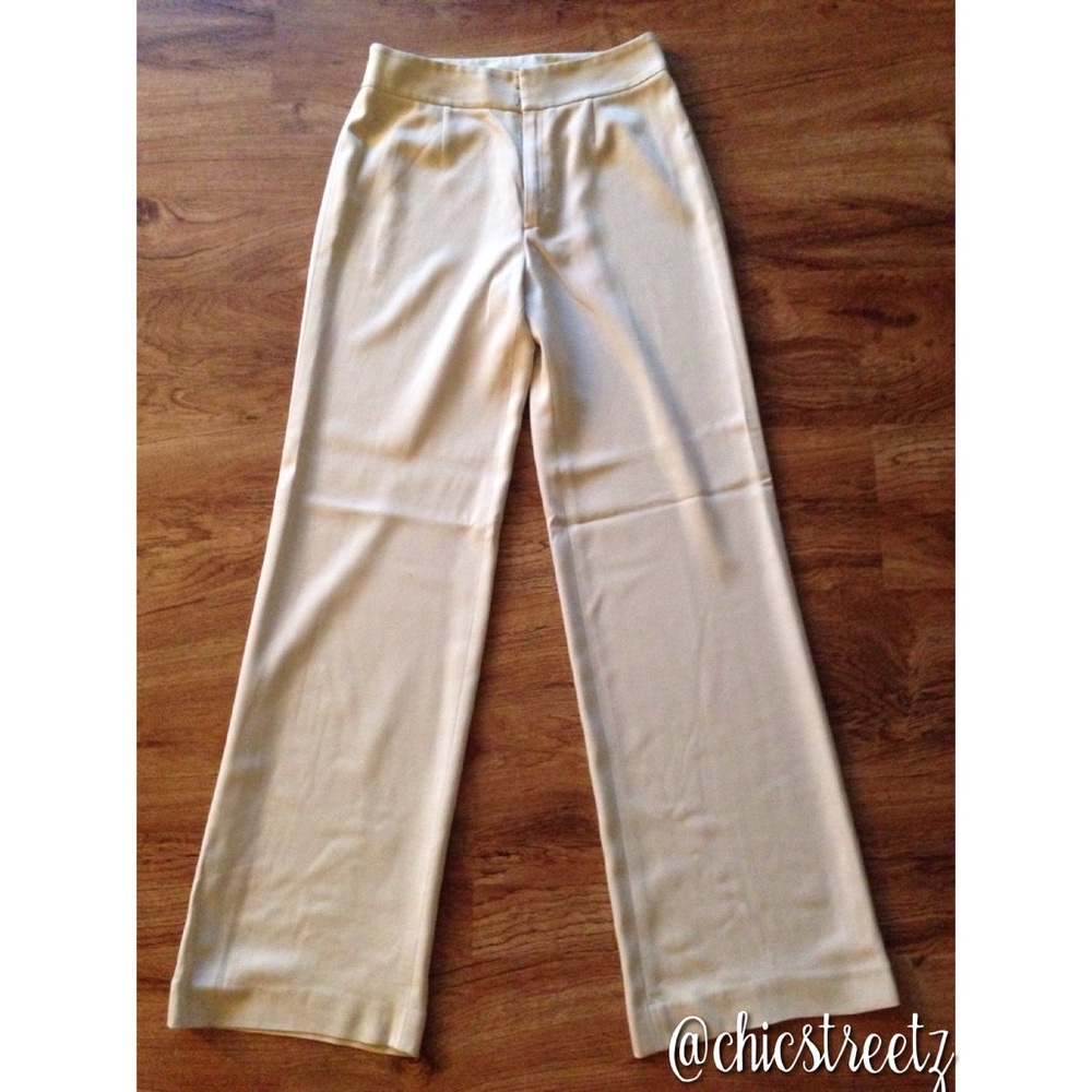 Banana Republic Career Beige Wide Leg Silk Pants 2